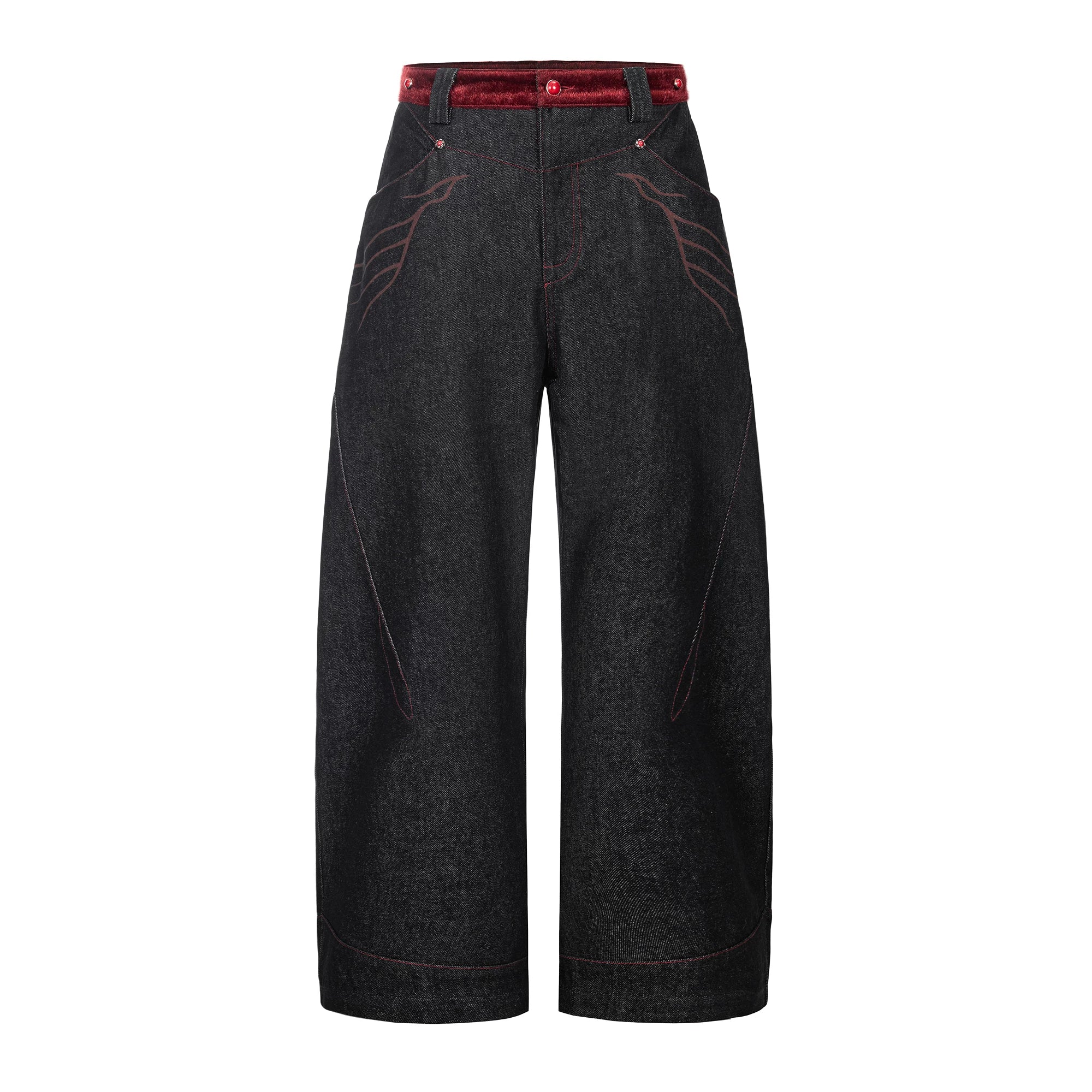 Esaias Topstitch Straight Wide-leg Jeans