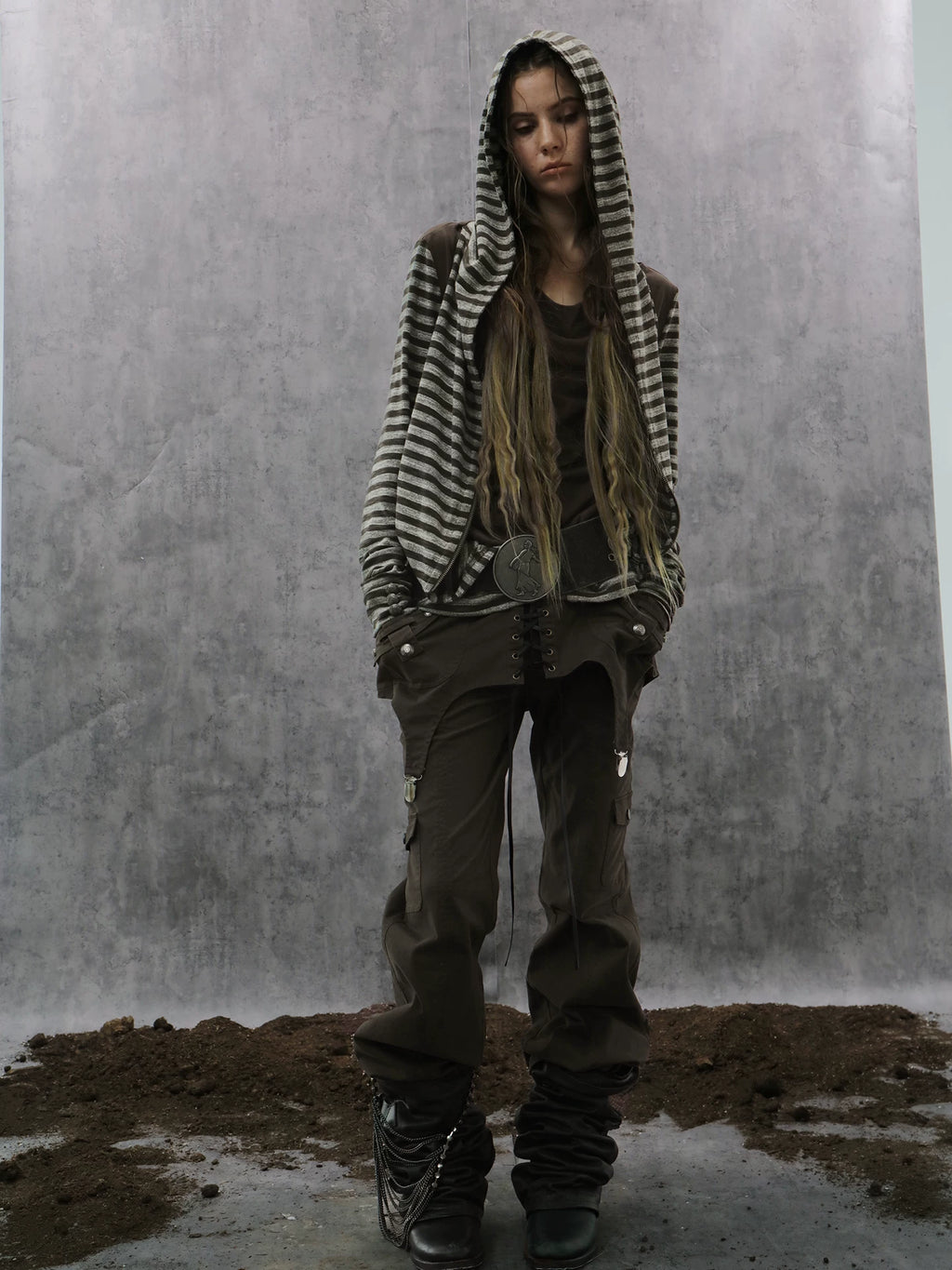DoublePunch Stacked Skirt Cotton Washing Water Old Straight Overalls