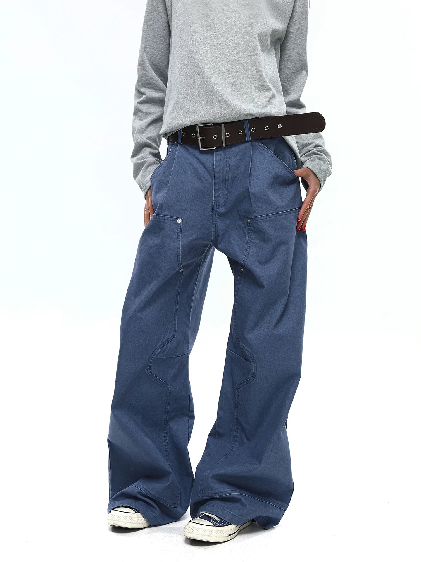 TRUQUEST Vintage Wide Leg Loose Straight Overalls