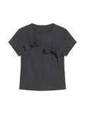 COSTUSTOOT CUT Bow Knot Fitted Cropped Tee