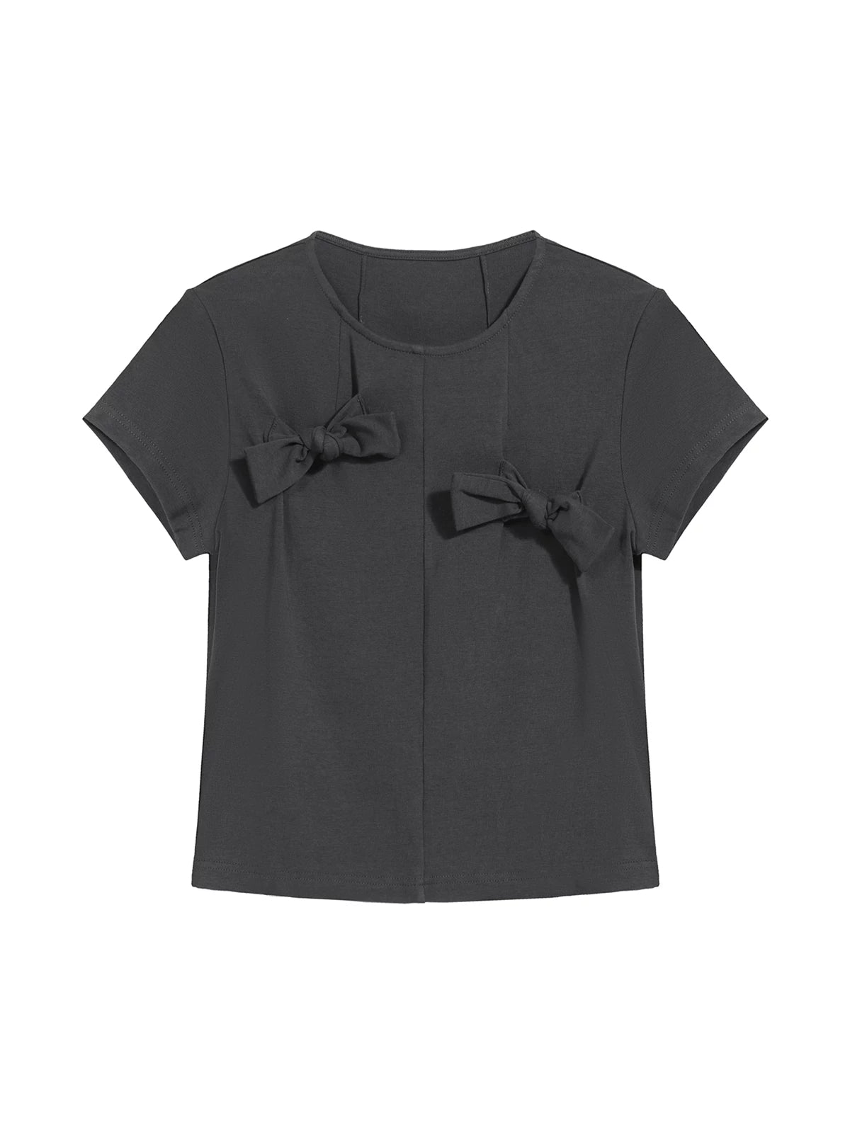 COSTUSTOOT CUT Bow Knot Fitted Cropped Tee