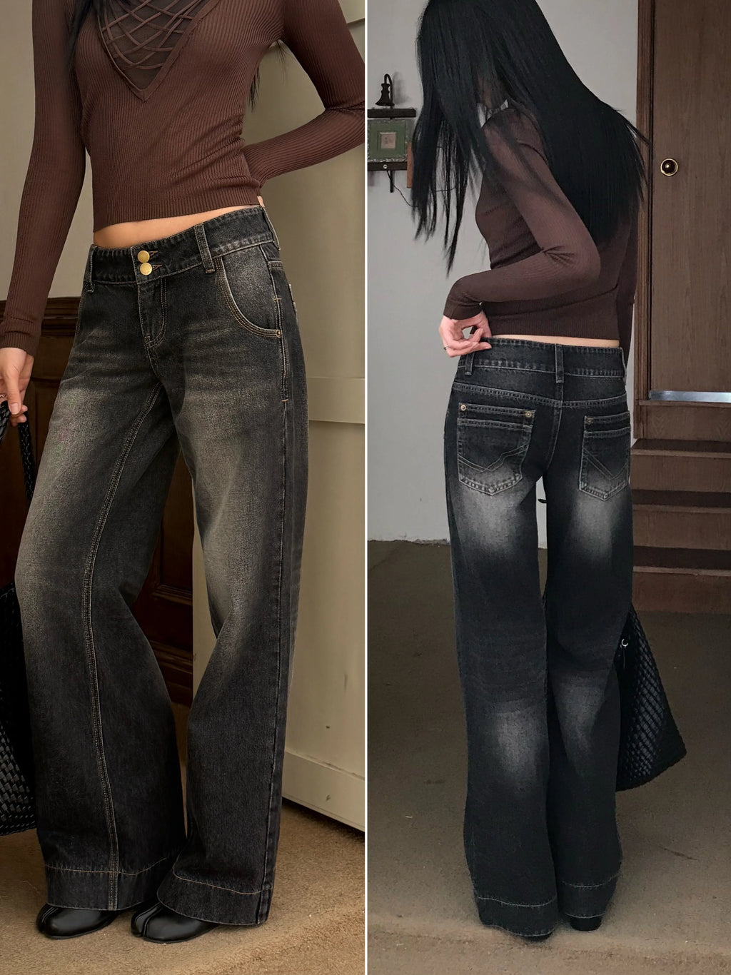 Audwyn Washed Old Black Straight Jeans