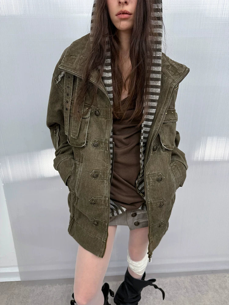 DoublePunch Washed Cotton Quilted Utility Hooded Jacket