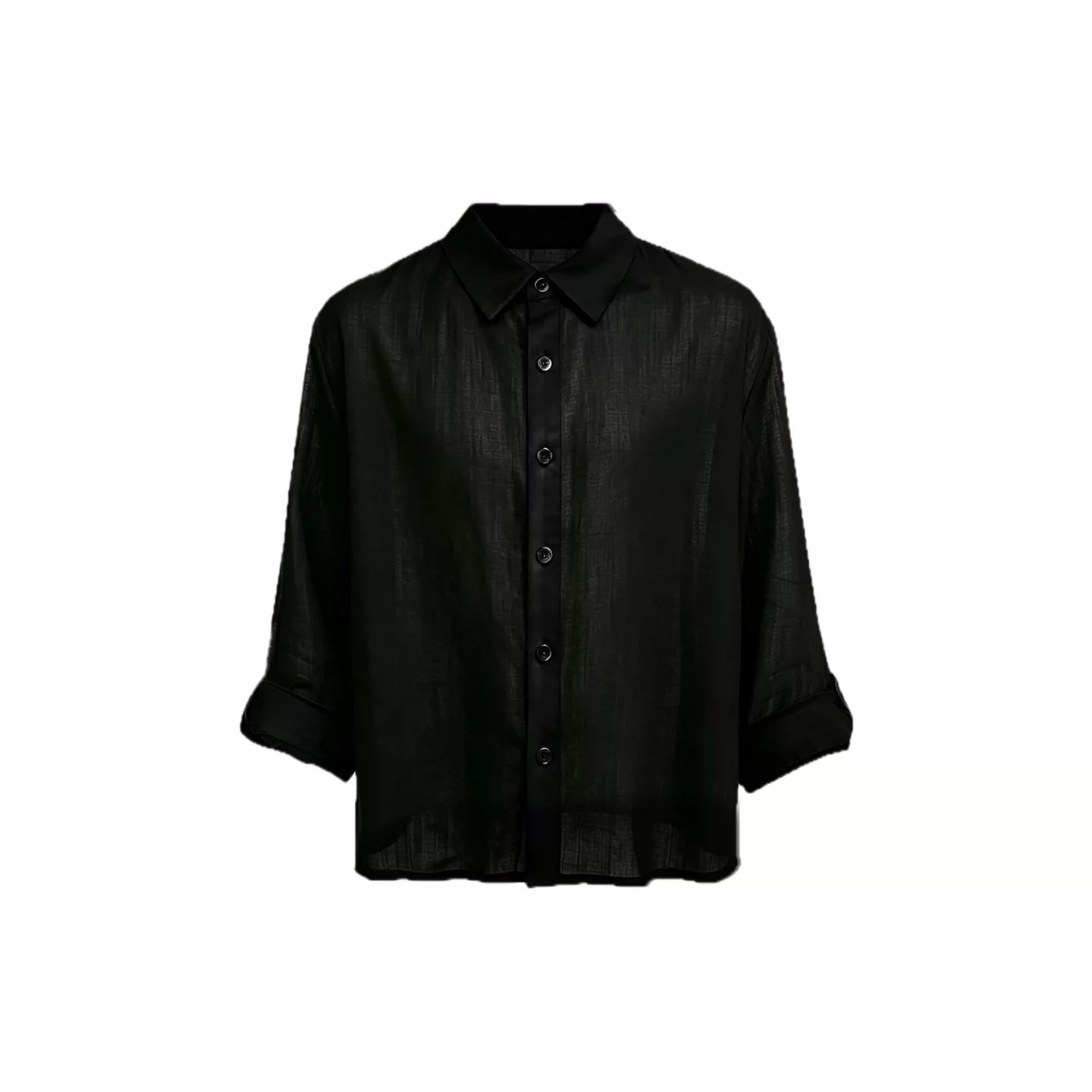 JCAESAR Vein Tencel Linen Rolled Hem Shirt