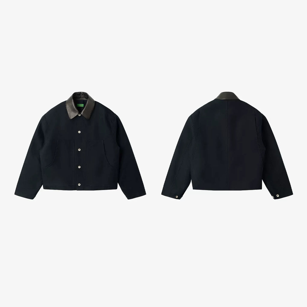 No Logo Cowhide Collar Warm Cotton-padded Jacket