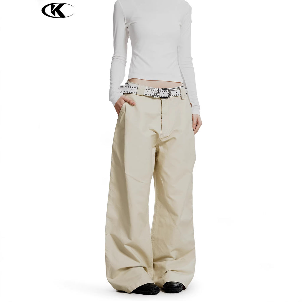 11KN 11 Oz Cotton Pleated Straight Leg Cargo Pants