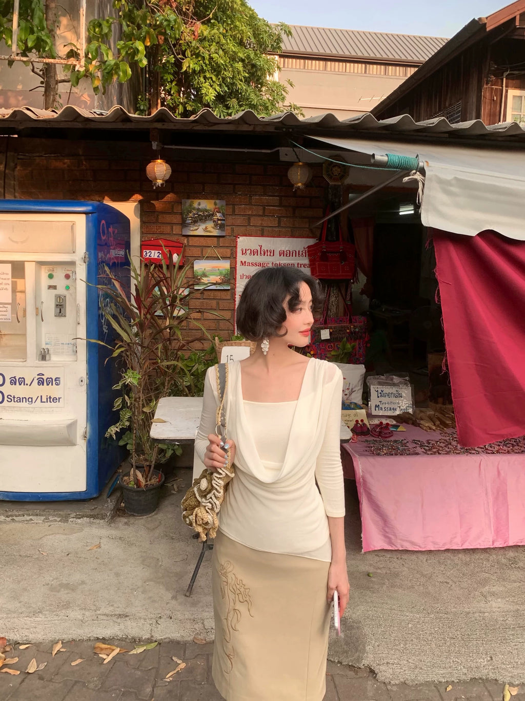 KELIFAN Retro High Waist Hip Skirt