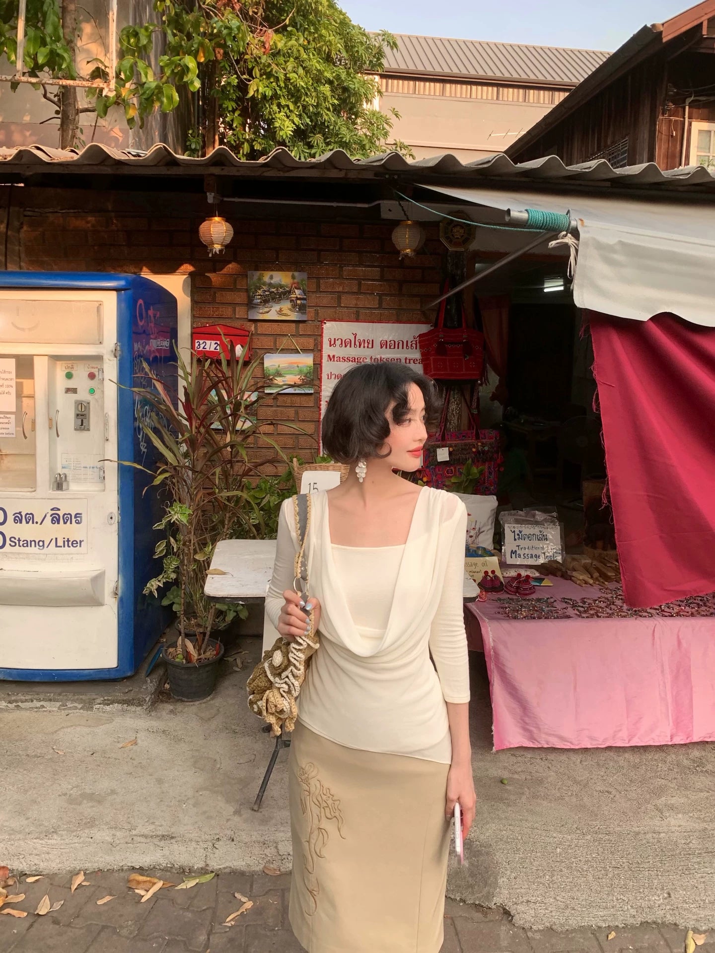 KELIFAN Retro High Waist Hip Skirt