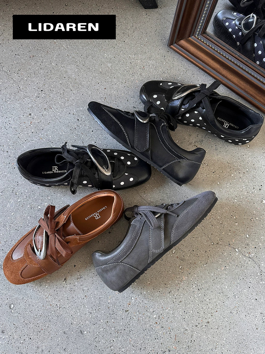 Lidaren Produced Polka Dot Leather Mary Jane Sneaker