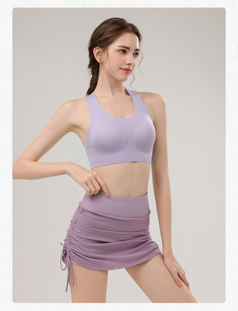 TIANQINGSE Mesh Yarn Drawstring Length Adjustable Sports Skirt