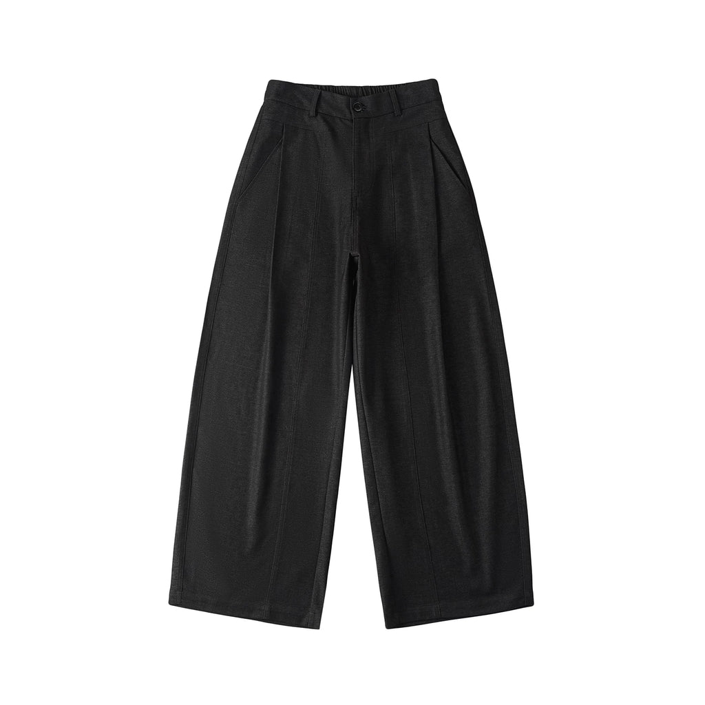 LR Single Pleated Diagonal Pocket Elegant Casual Trousers