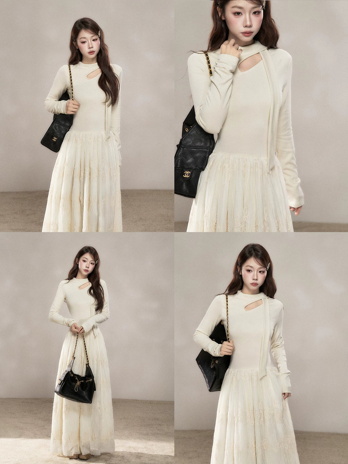 Wildberry Mesh Stitching Knitted Dress