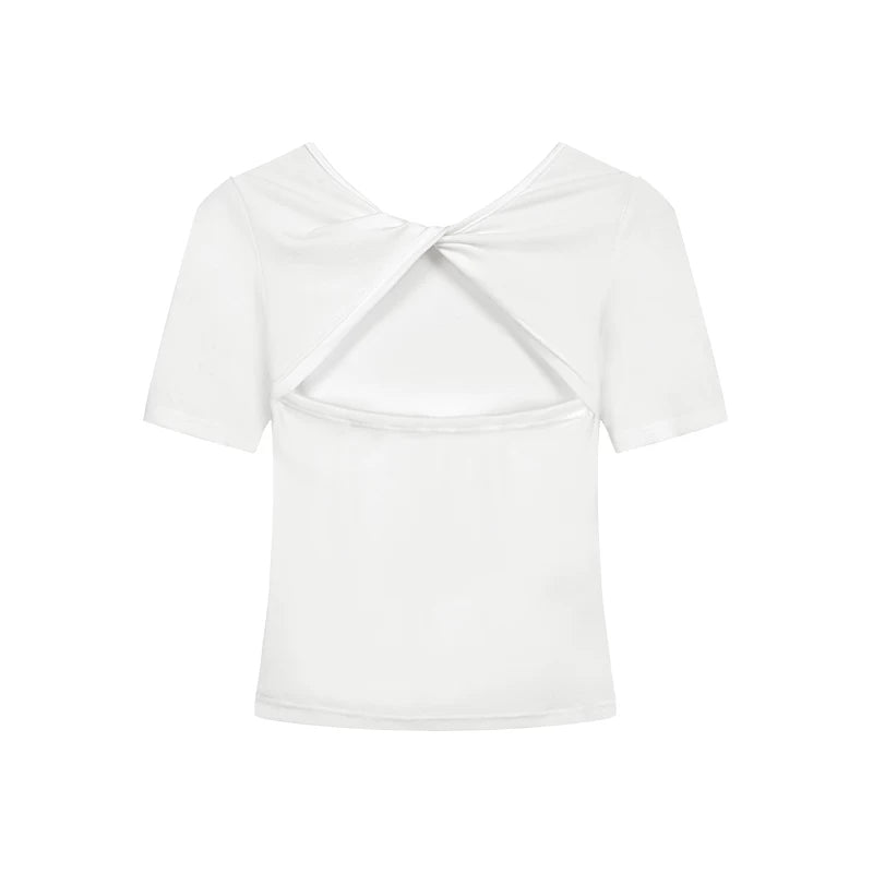 COSTUSTOOT Tencel Reversible Twist Back Cropped Tee