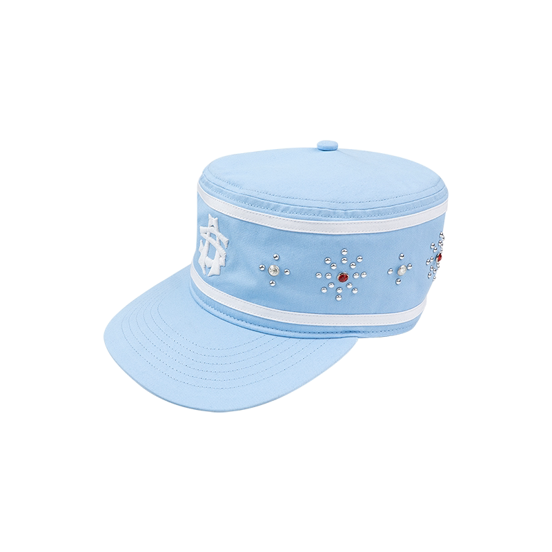 AVENUE&SON Cotton Embroidered Rhinestone Flat-Top Pillbox Hat