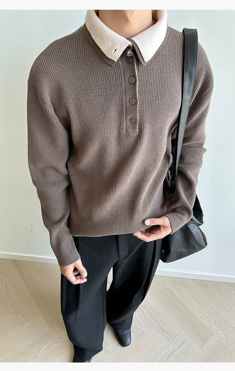 KREATE Double-neck Fake Two-piece Sweater Jacket