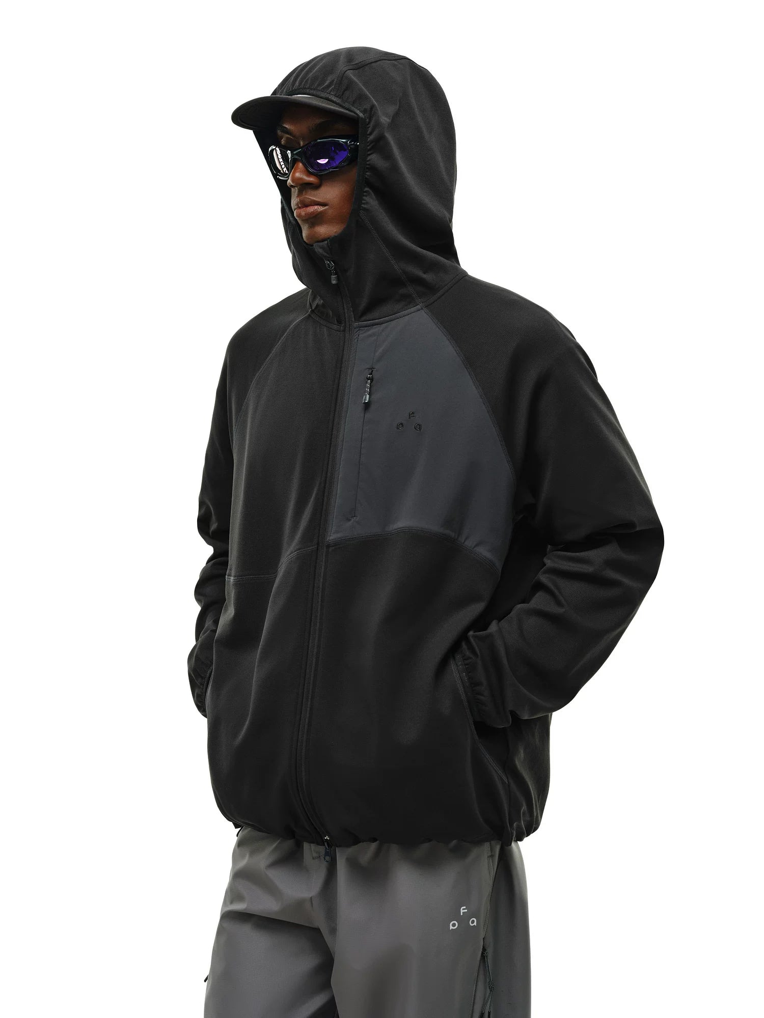 FPA Contrasting Zipper Cardigan Sweater Jacket