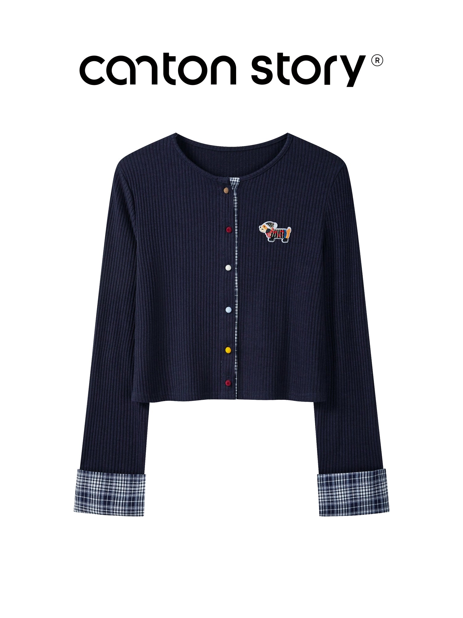 Cantonstory Color Button Knitted Slim-Fit Cardigan