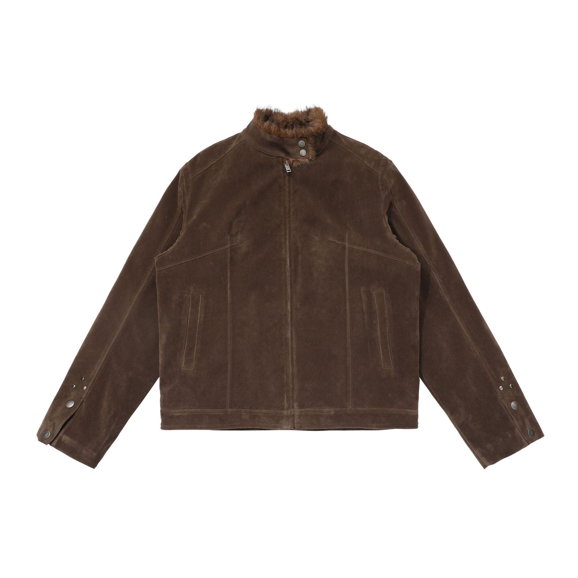 CHANYOOU Retro Suede Stand-up Collar Fleece Short Jacket