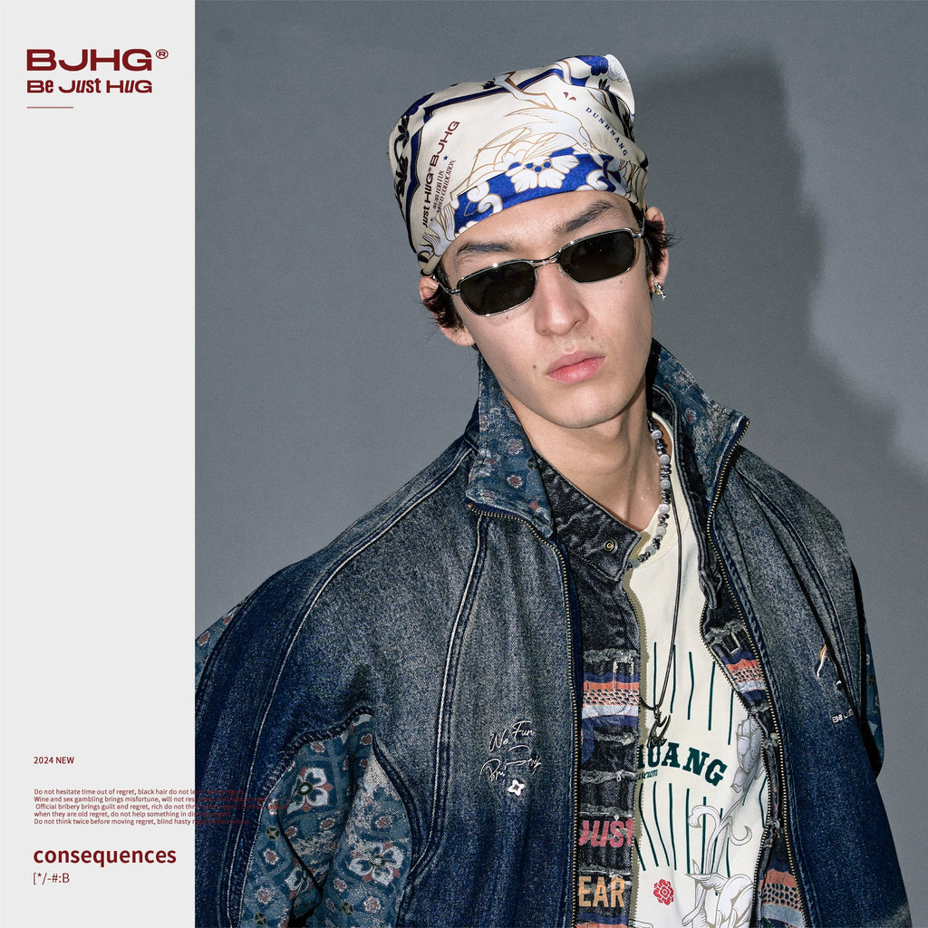 BJHG Contrasting Square Scarf Design Accessories