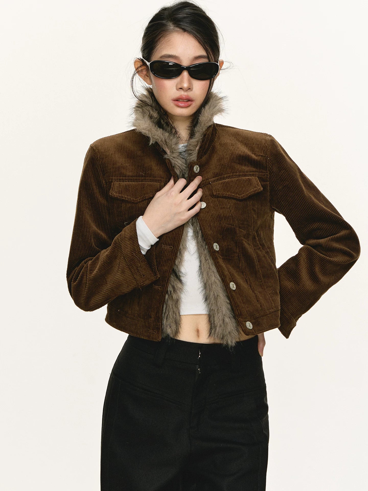 Anna Aneae Corduroy Short Thermal Plush Jacket