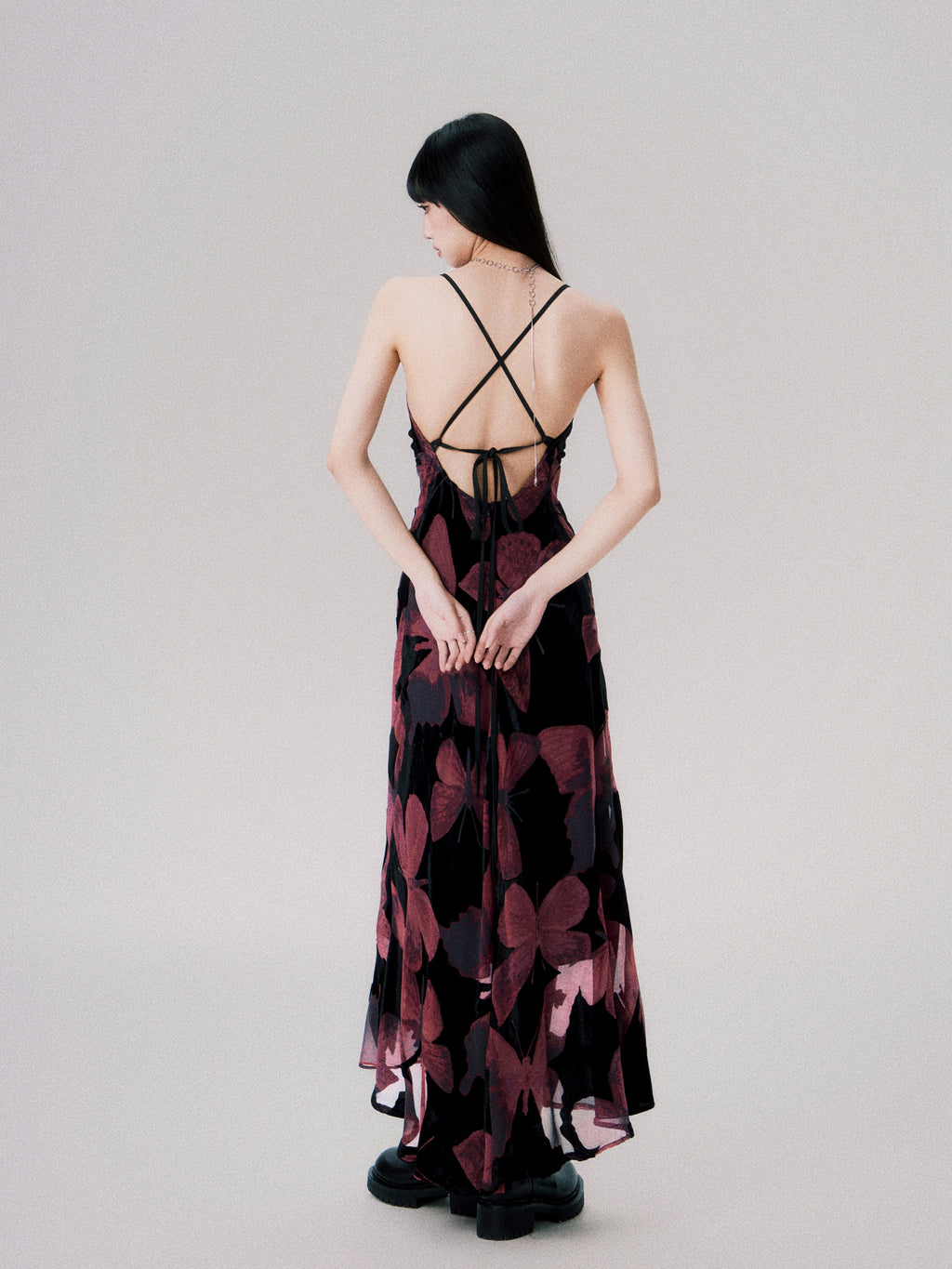 LULUSWINGS New Chinese Velvet Butterfly Swing Neck Halter Strap Suspender Skirt