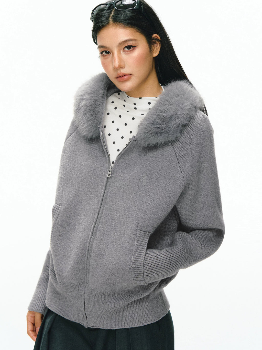 Ariseism Simple Casual Fur Collar Jacket