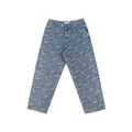 AVENUE&SON Blue Camo Jacquard Loose Straight-Leg Jeans