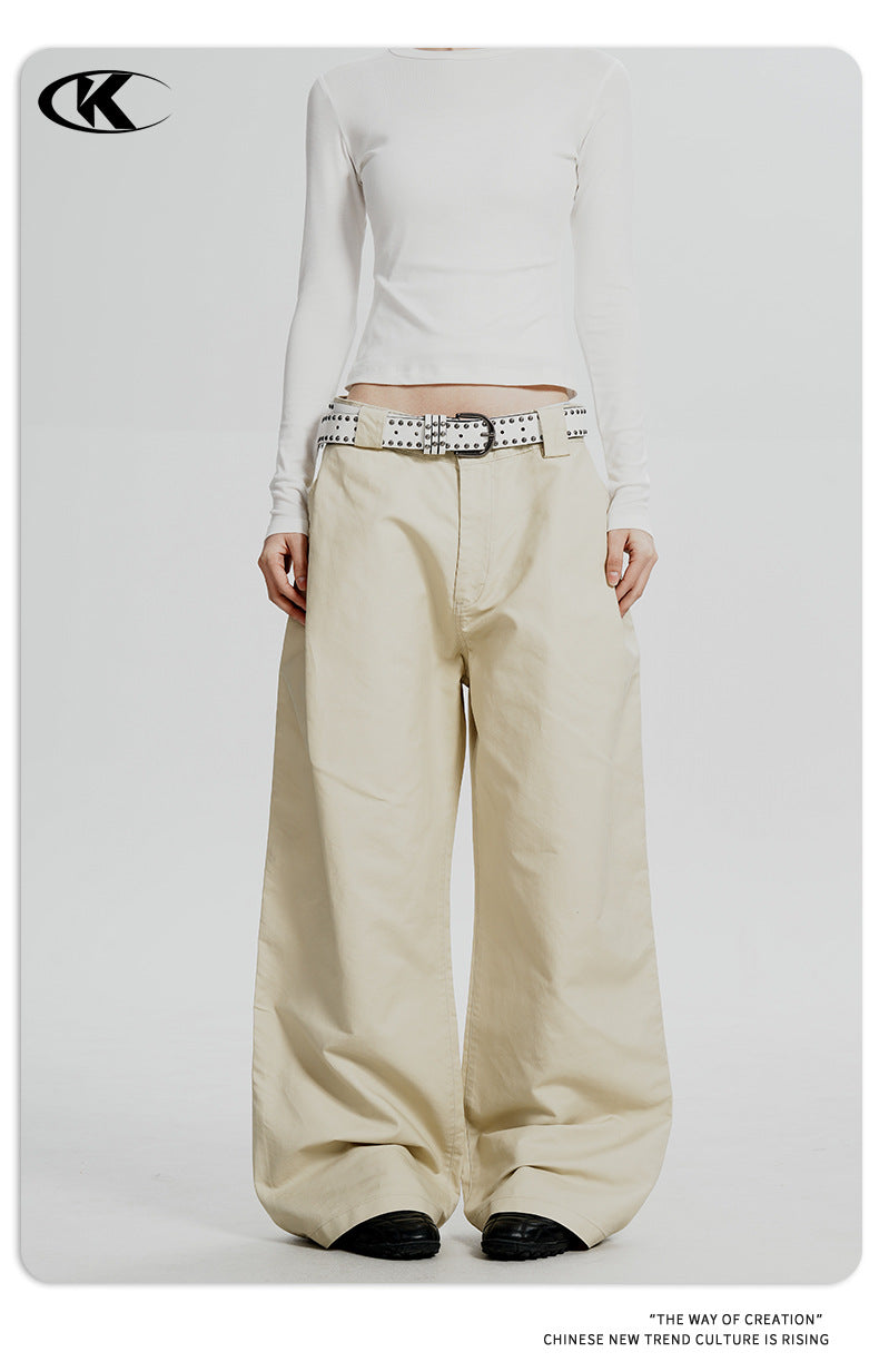 11KN 11 Oz Cotton Pleated Straight Leg Cargo Pants
