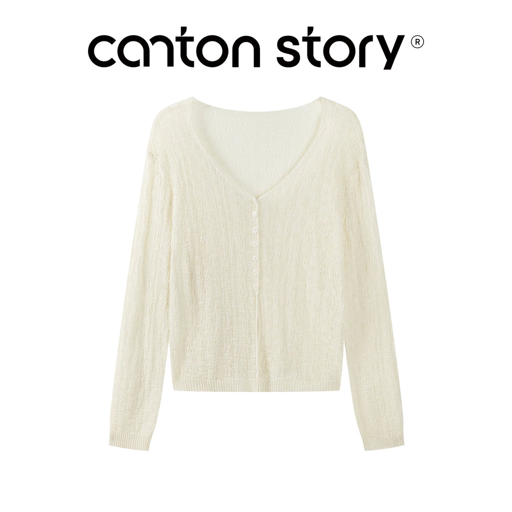 Cantonstory Floral High Waist Slim Skirt Knitted Cardigan Set