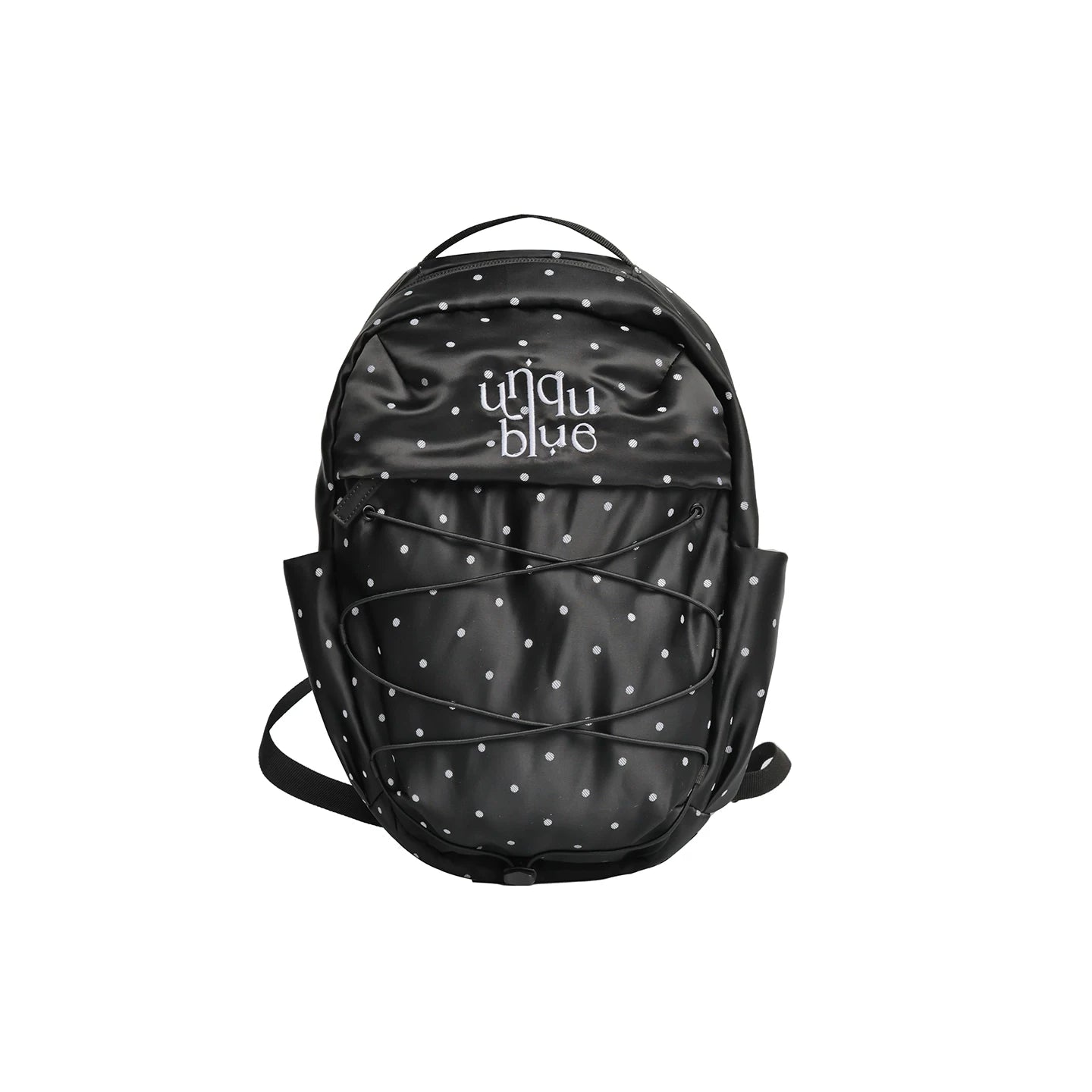 Unique blue Silver Polka Dot Faux Leather Drawstring Backpack