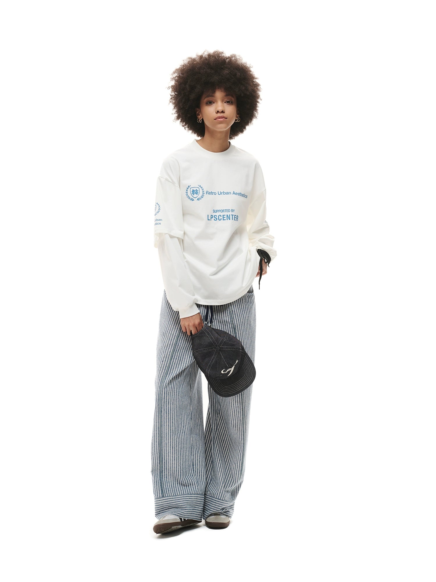 Loopsoon Fake Two-piece Creative Print Design Long Sleeve