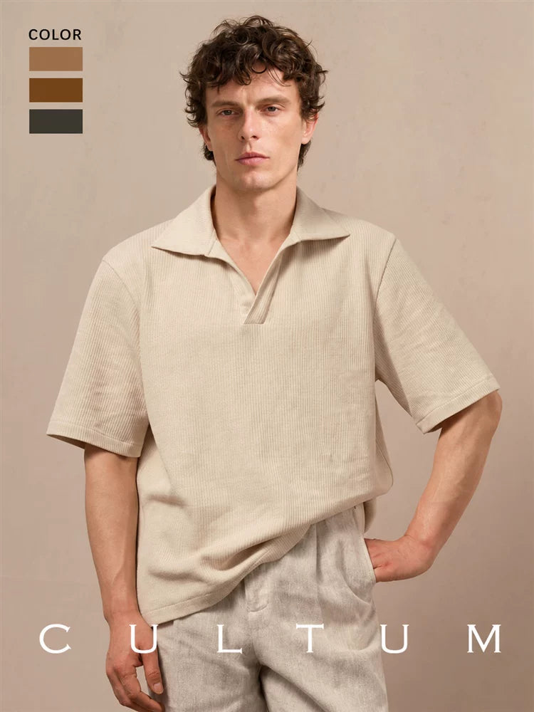 CULTUM Lightweight Breathable Loose Knit Polo Shirt