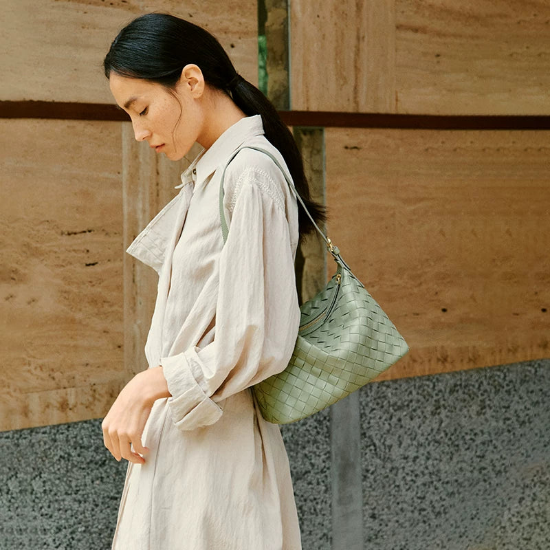 AVALEA Sheepskin Woven Shoulder Armpit Bag