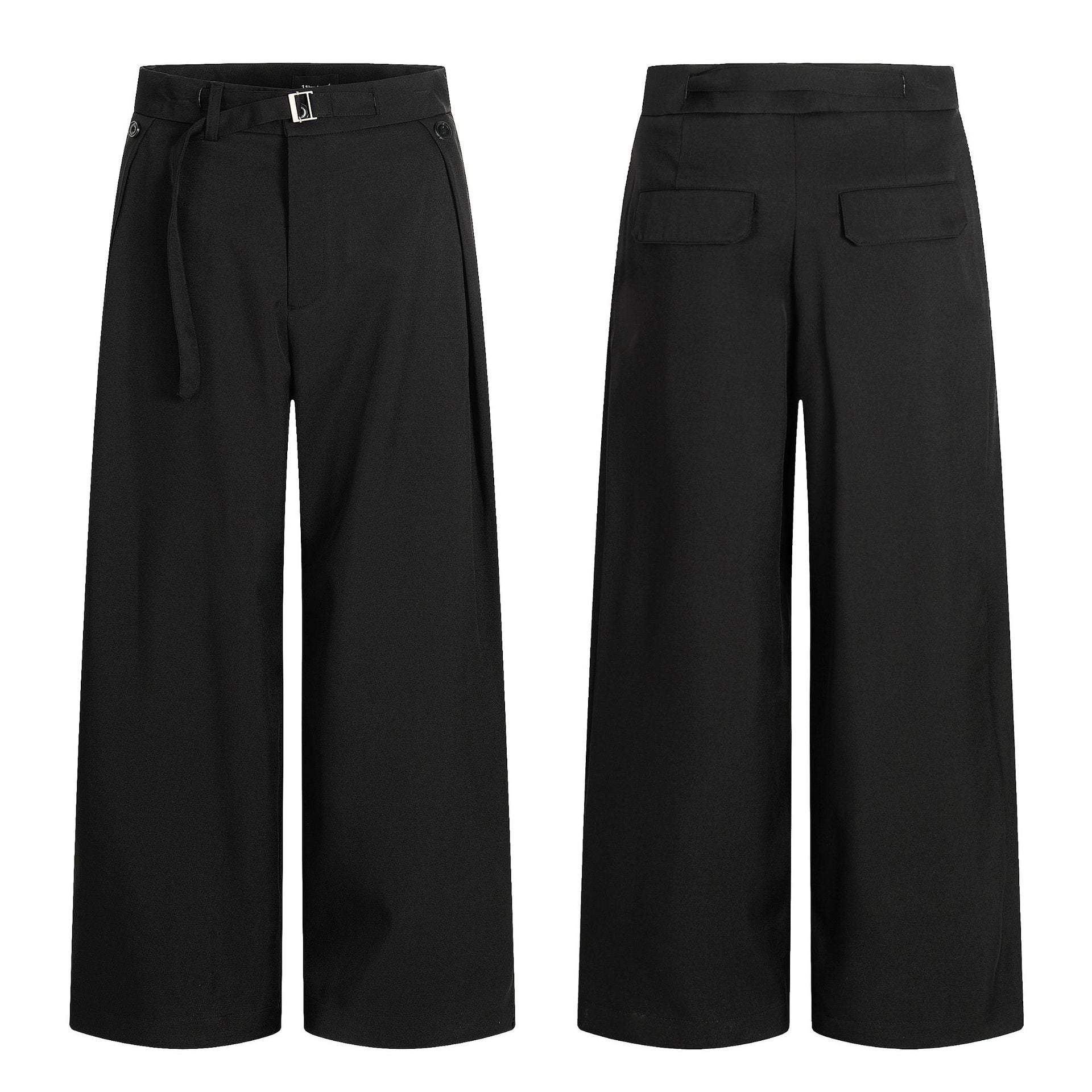 11KN Double Pleat High-Waist Wide-Leg Trousers