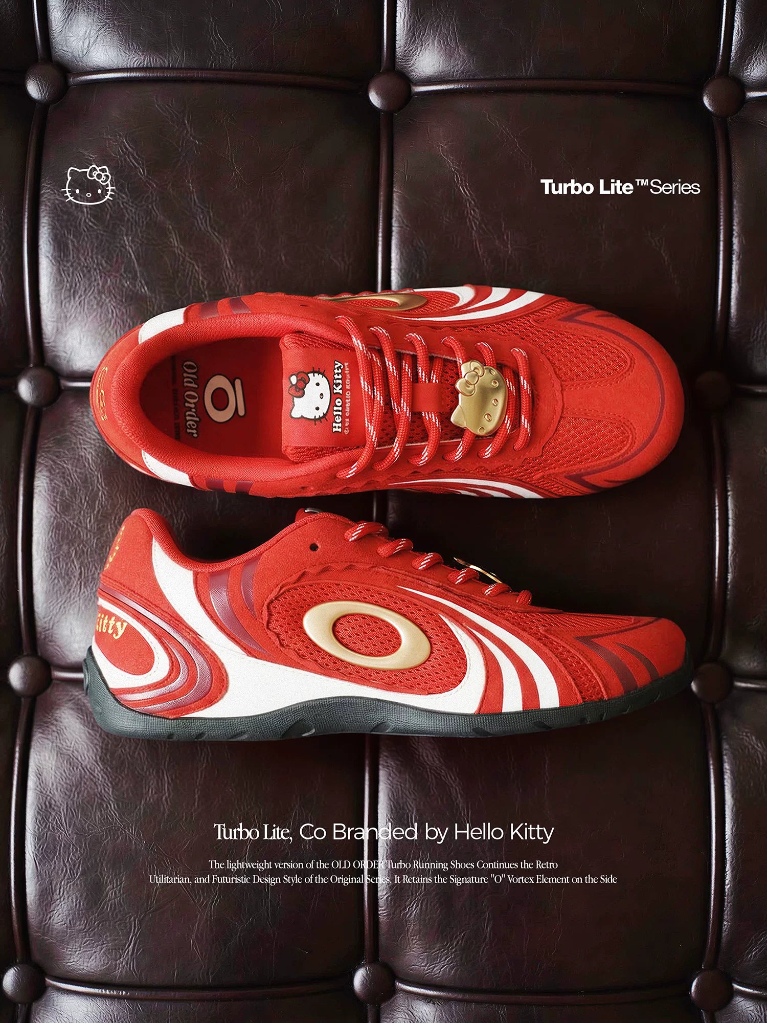 OLD ORDER Hello Kitty Red Suede Lace-Up Sneaker