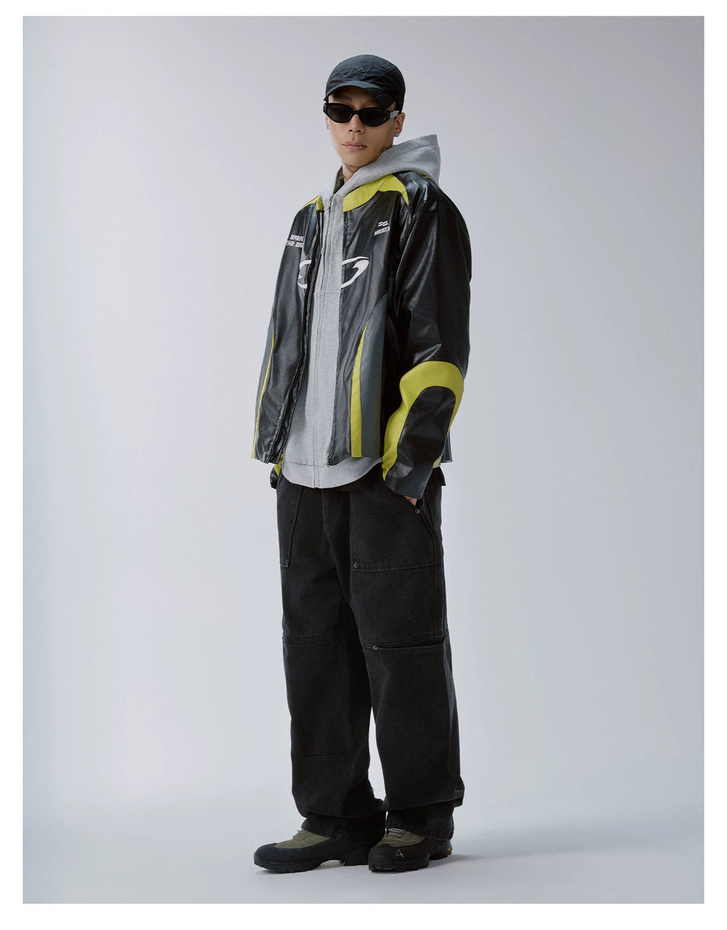 F2CE Stitching Contrasting Embroidered Leather Jacket