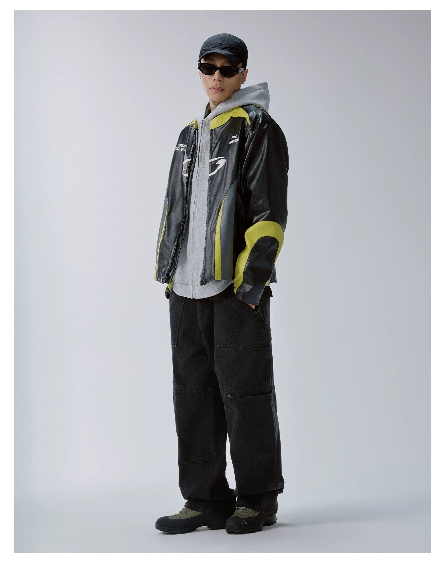 F2CE Stitching Contrasting Embroidered Leather Jacket