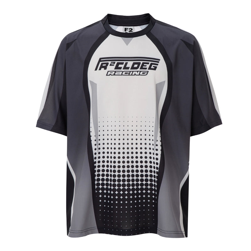 F2CE Retro Casual Splicing Printed Jersey Tee