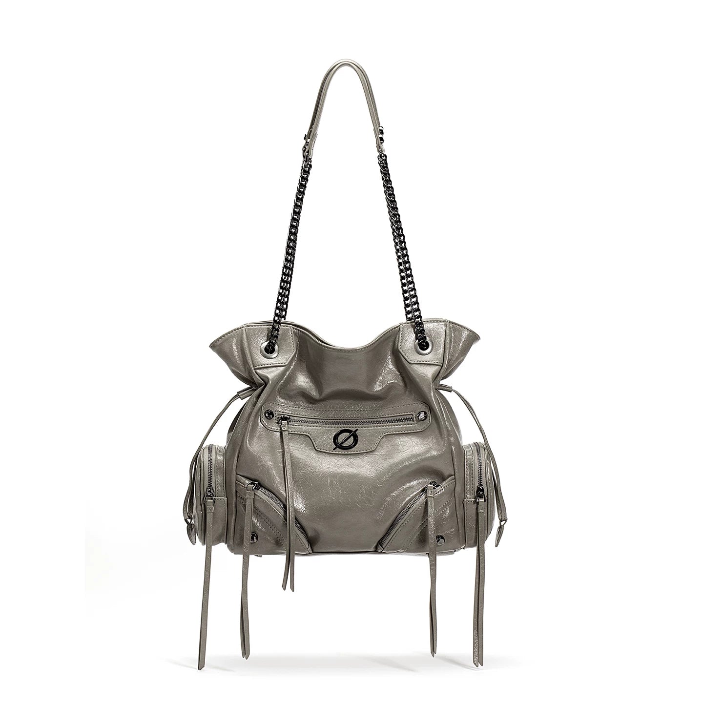 JELLY TOYBOY Black Faux Leather Chain Shoulder Bag - Open Top