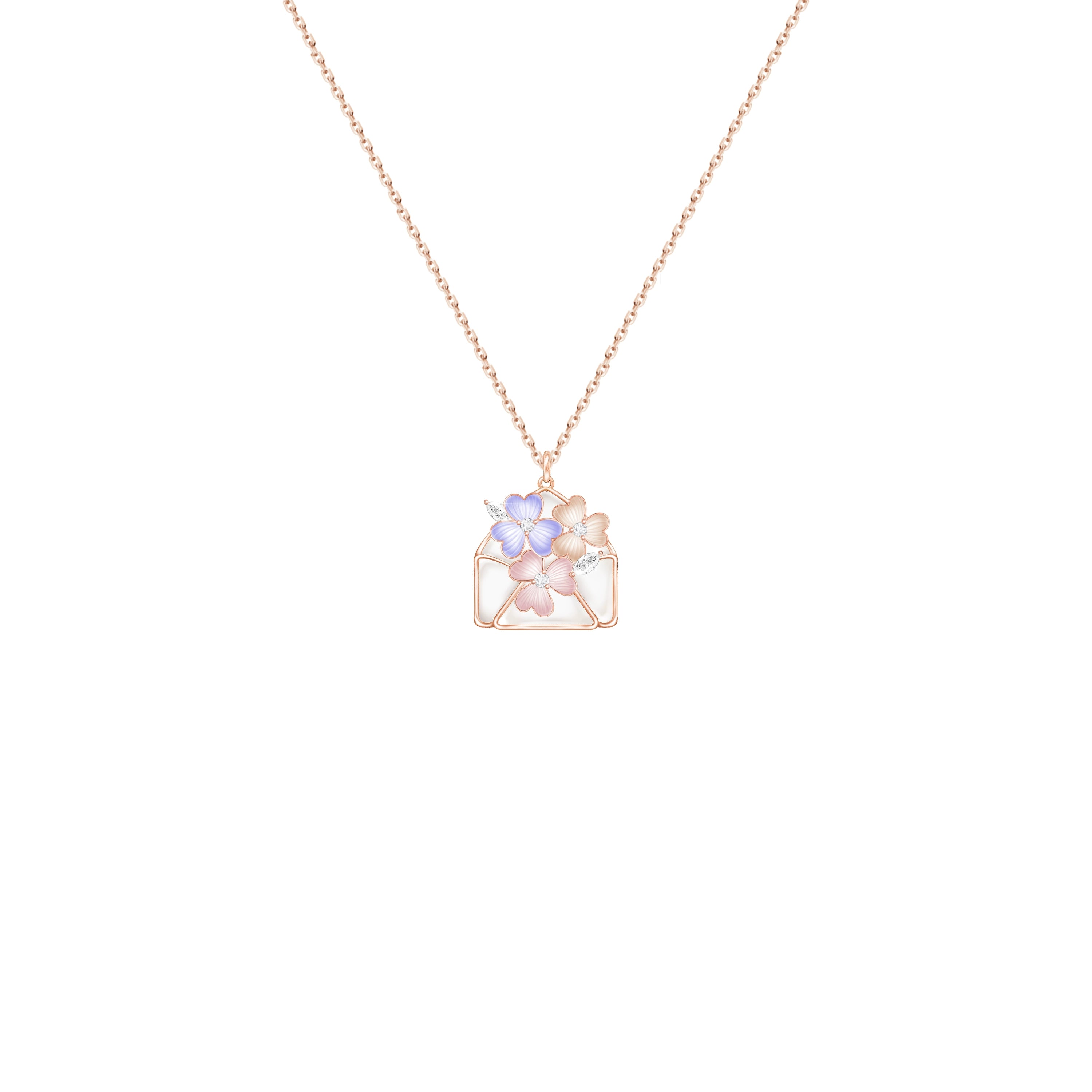 Oho Ou Premium Light Luxury Envelope Flower Necklace
