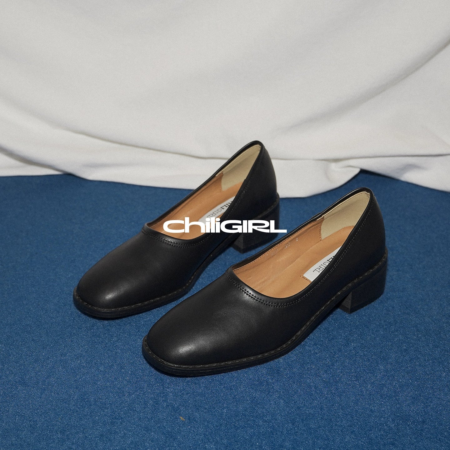 CHILIGIRL Retro Medium Heel Versatile One-pedal Shoes