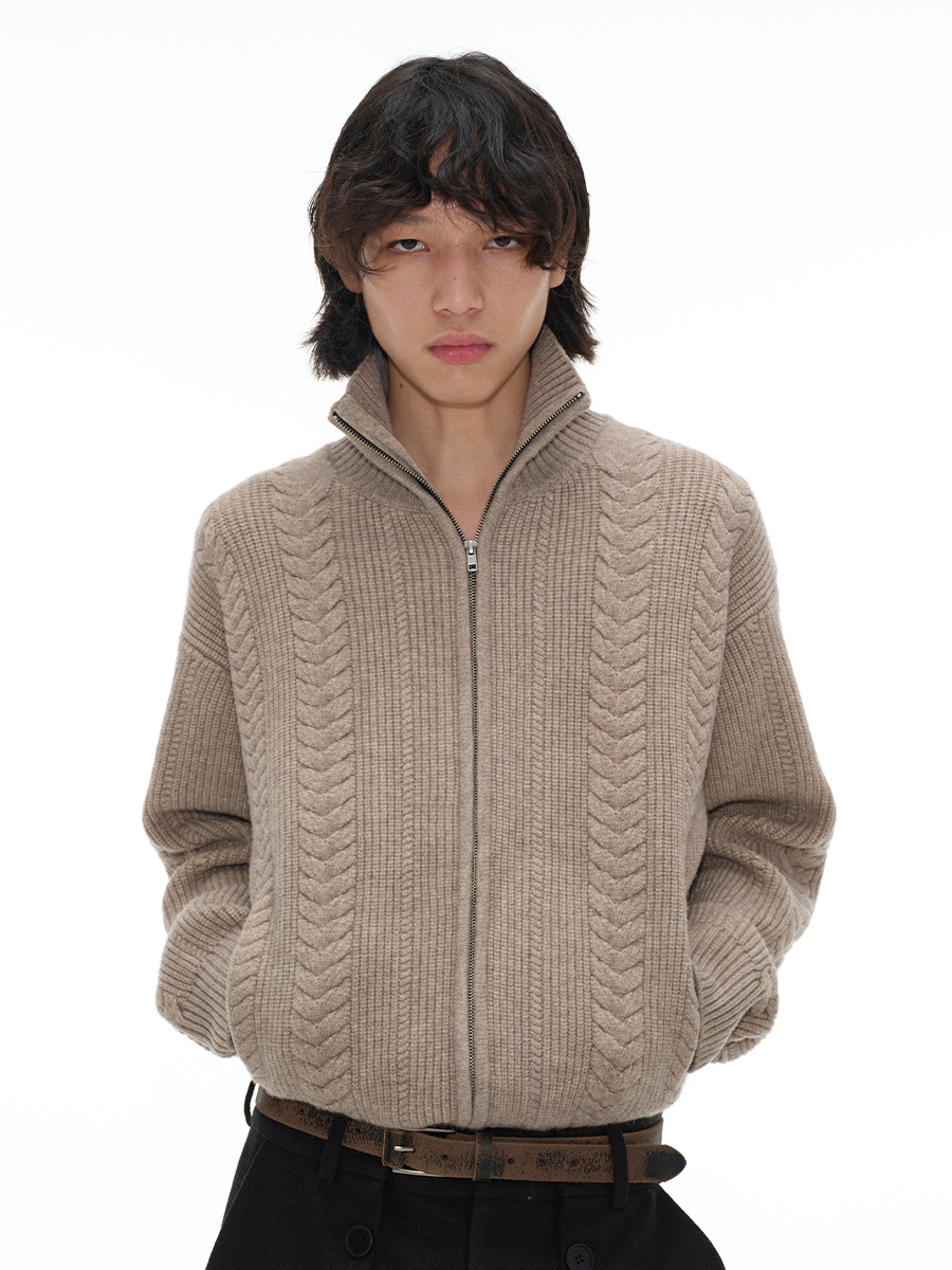 JCAESAR Wheat Ear Twisted Zipper Sweater