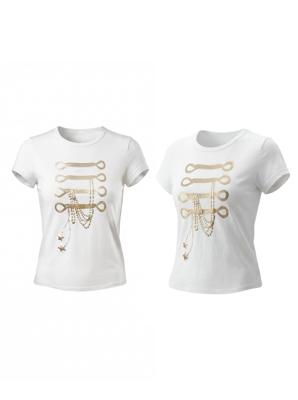 FayChui Palace Gold Foil Print Slim-Fit Cropped Tee