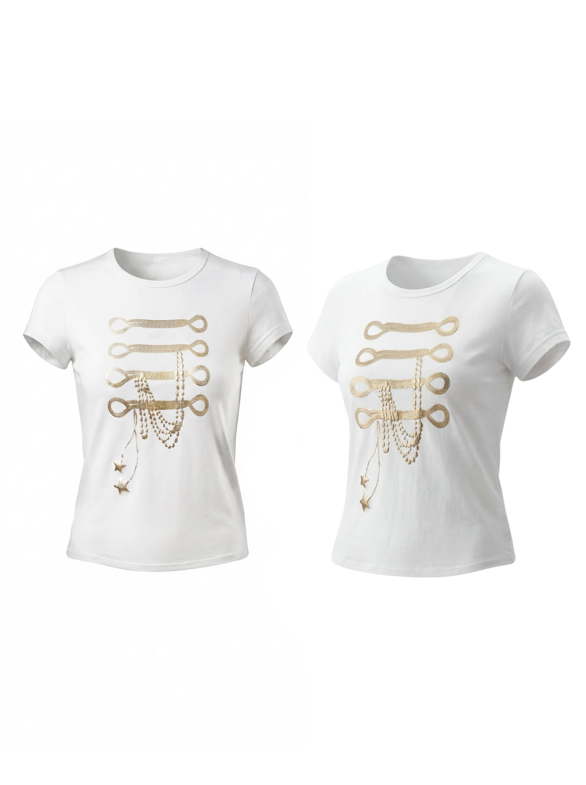FayChui Palace Gold Foil Print Slim-Fit Cropped Tee