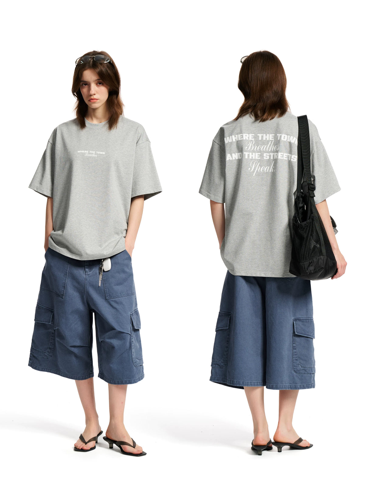 Loopsoon Back Letter Print Loose Versatile Tee