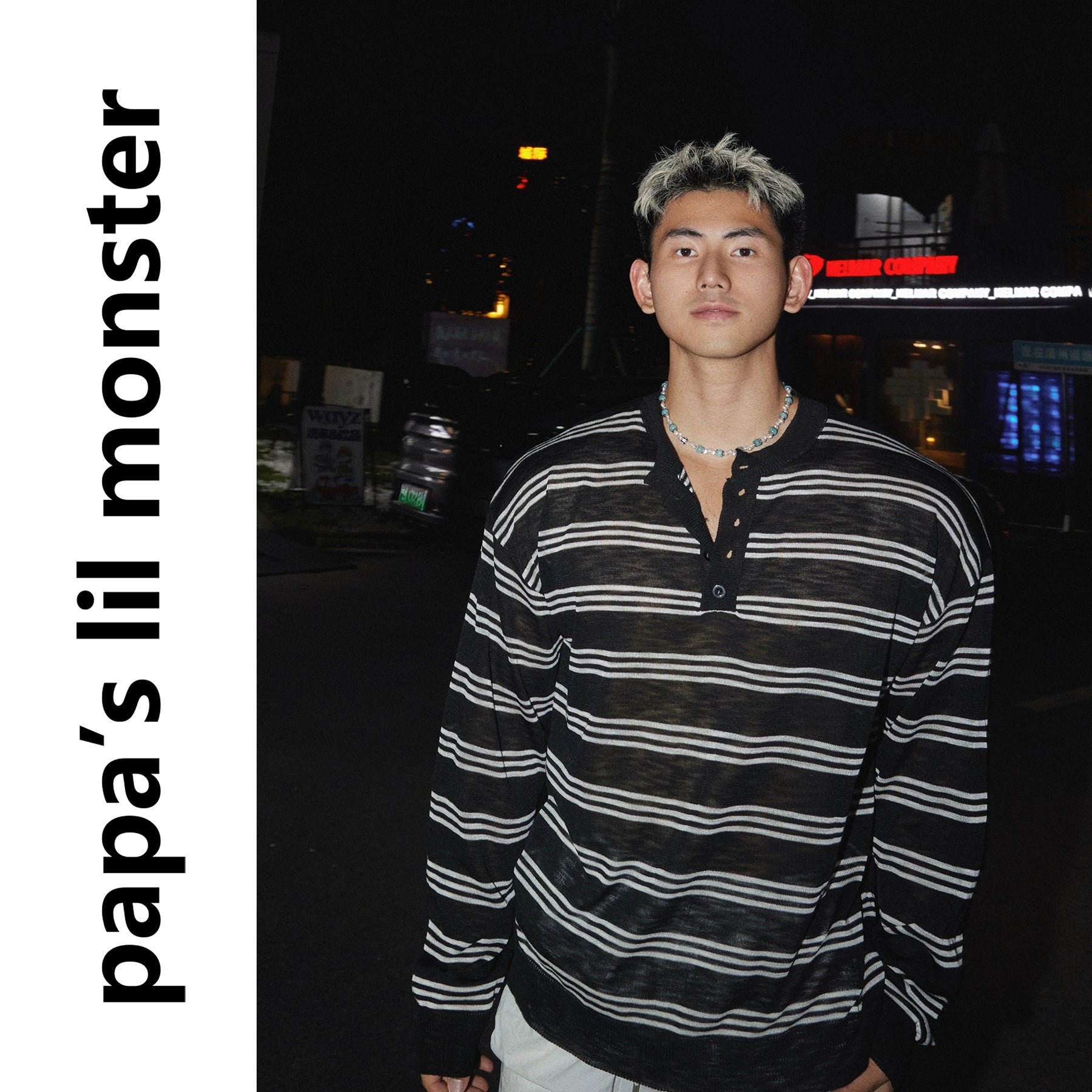 PAPASLILMONSTER Thin Loose Holiday Striped Long Sleeve