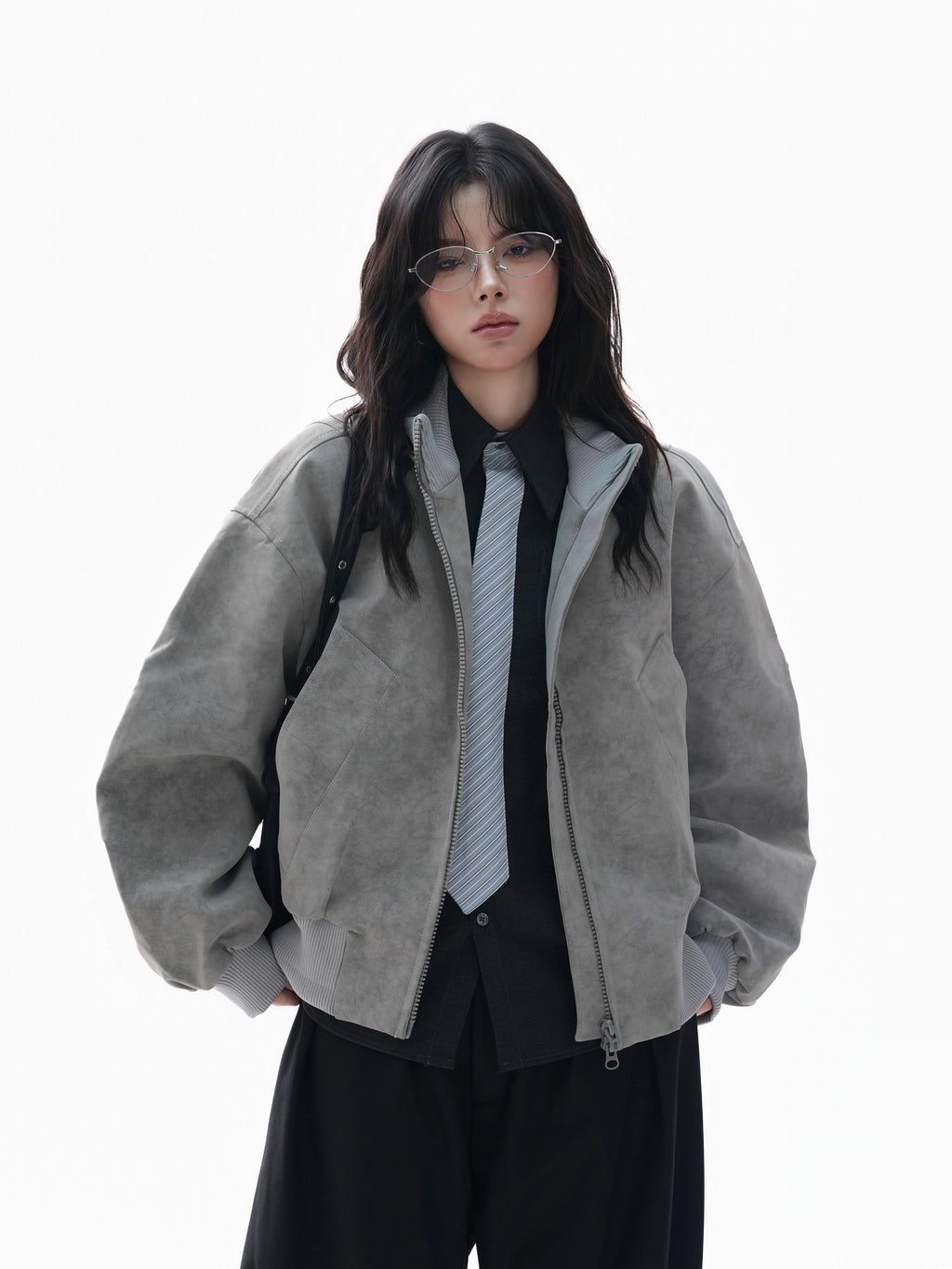 Zuocisankon Loose Leather Jacket
