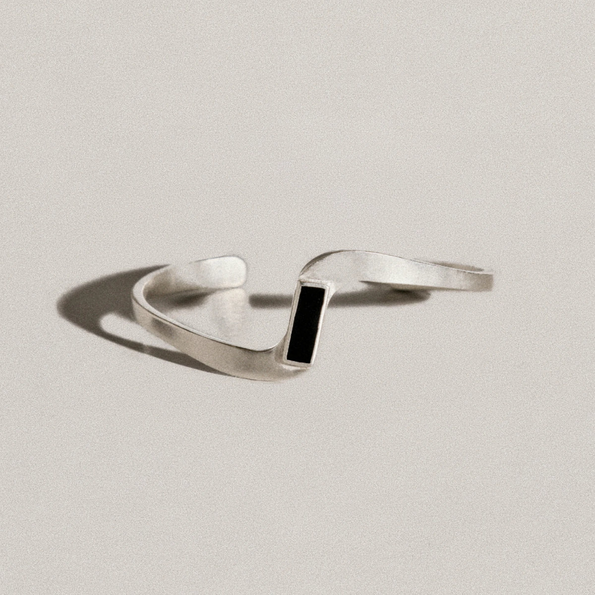 MEZZEM Black Onyx Sterling Silver Open Cuff Bracelet