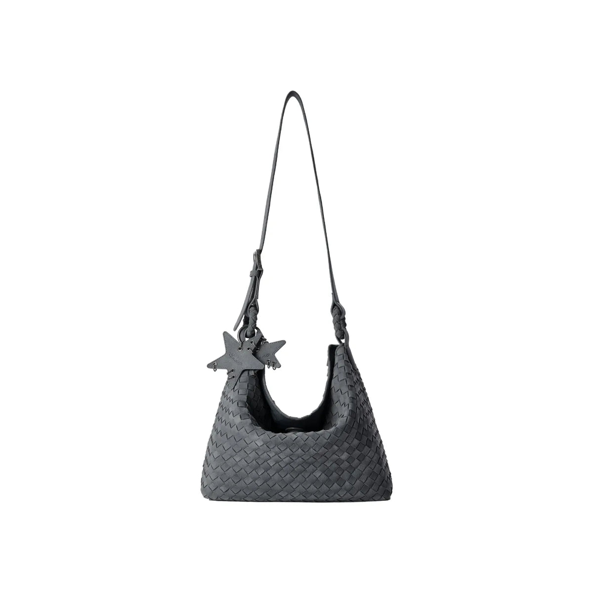 ECODAY Caramel Suede Woven Shoulder Bag - Magnetic Snap