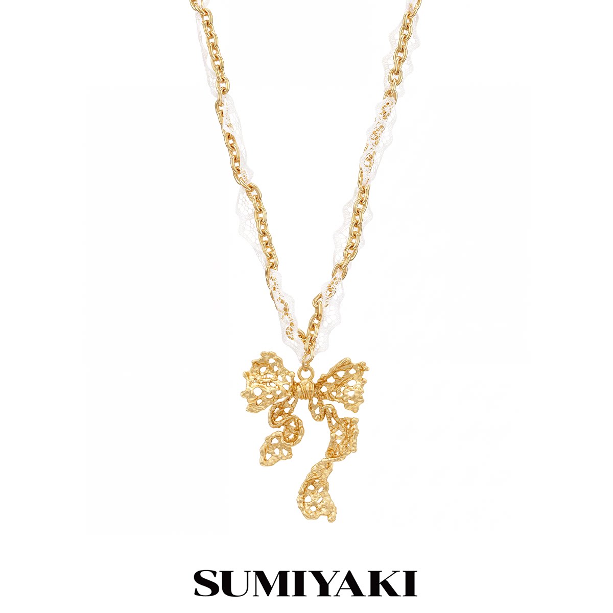 SUMIYAKI Lace Bow Pendant Necklace